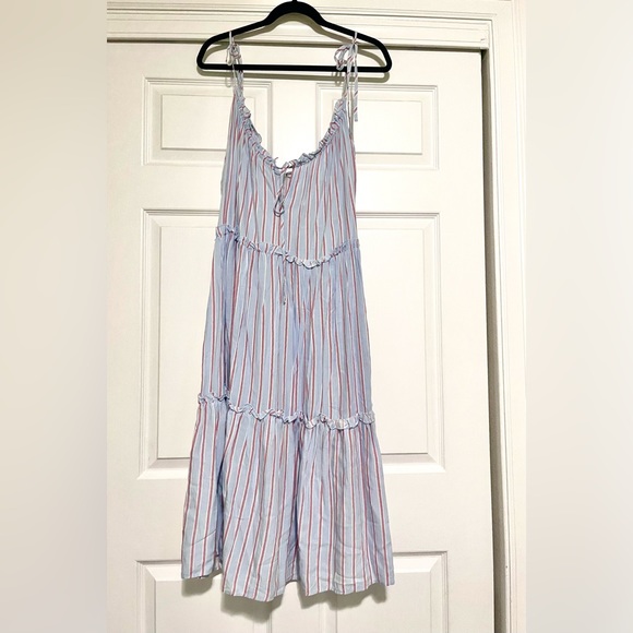 H&M Striped Midi Dress Sz 14 - Picture 3 of 6